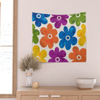 Colorful Retro Floral Pattern Wall Tapestry Gallery Image 2
