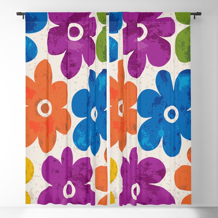 Colorful Retro Floral Pattern Window Curtain Gallery Image 1