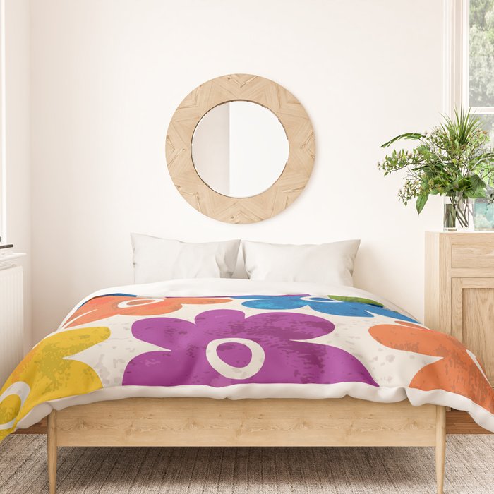 Colorful Retro Floral Pattern Duvet Cover Gallery Image 3