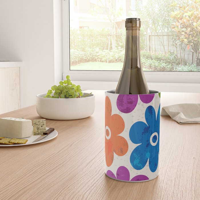 Colorful Retro Floral Pattern Wine Chiller Gallery Image 4
