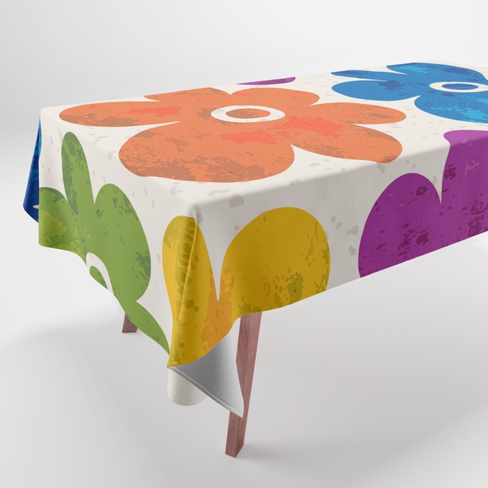 Colorful Retro Floral Pattern Tablecloth Gallery Image 1