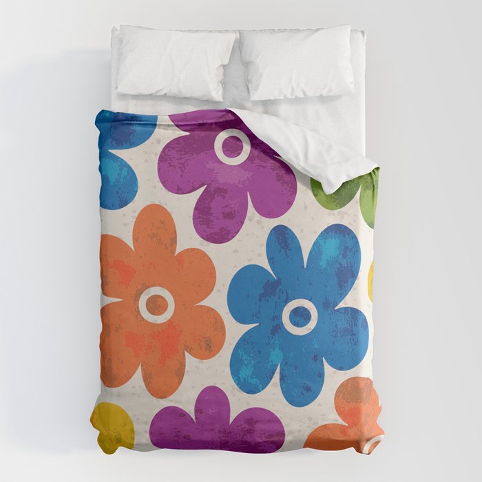 Colorful Retro Floral Pattern Duvet Cover Gallery Image 6