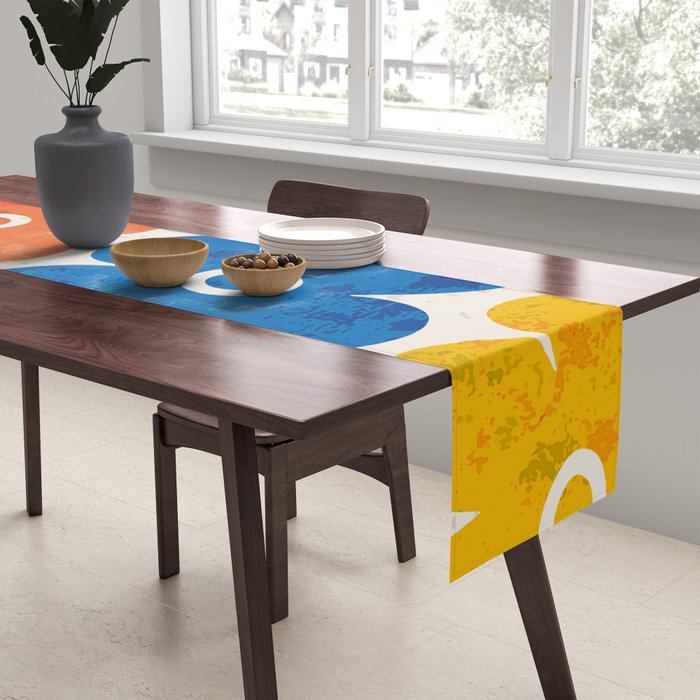 Colorful Retro Floral Pattern Table Runner Gallery Image 2