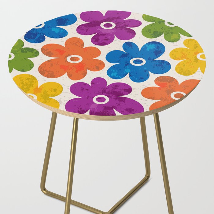 Colorful Retro Floral Pattern Side Table Gallery Image 2
