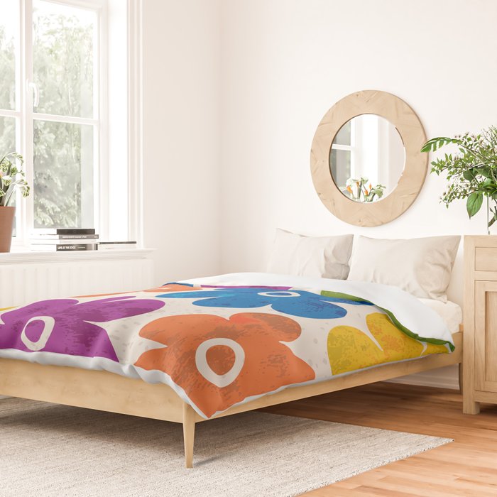 Colorful Retro Floral Pattern Duvet Cover Gallery Image 2