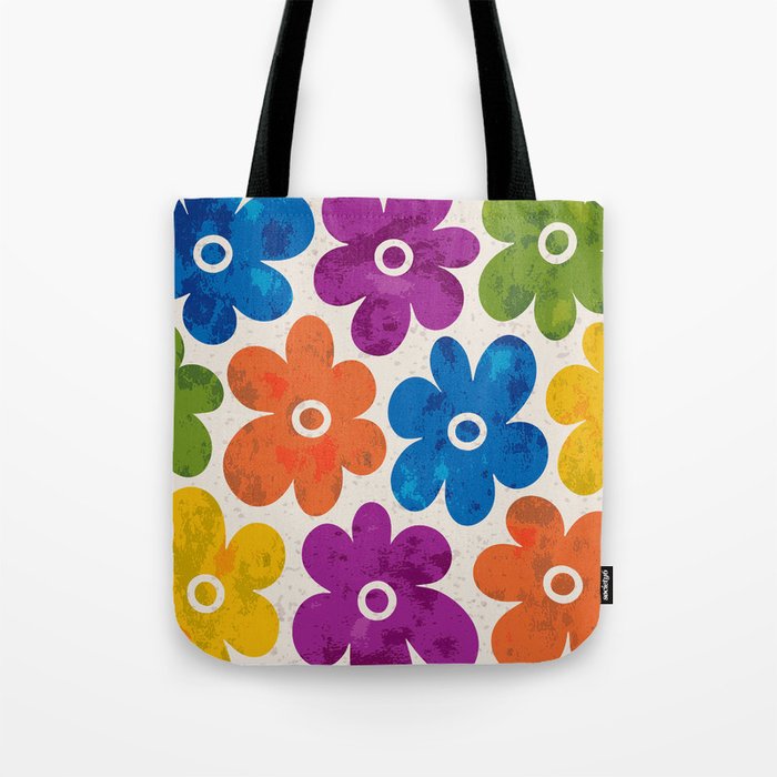 Colorful Retro Floral Pattern Tote Bag Gallery Image 1