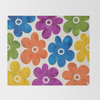 Colorful Retro Floral Pattern Throw Blanket Gallery Image 2