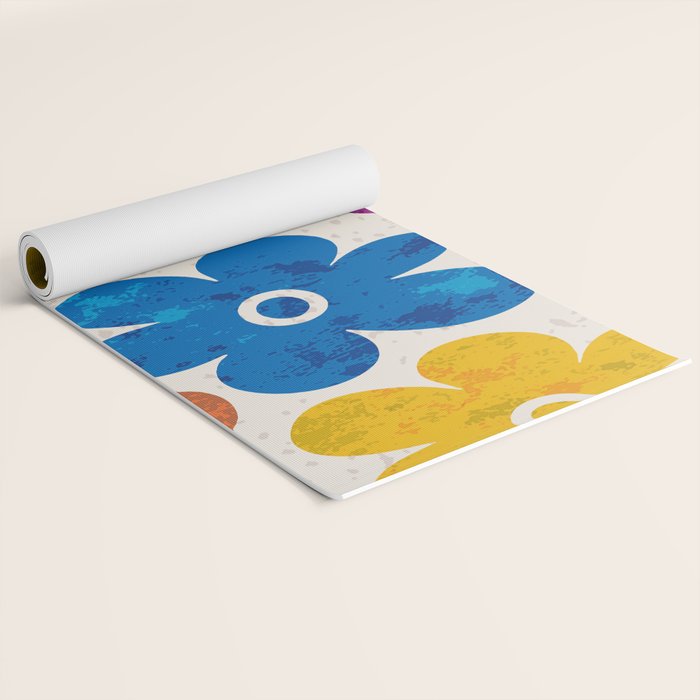 Colorful Retro Floral Pattern Yoga Mat Gallery Image 2