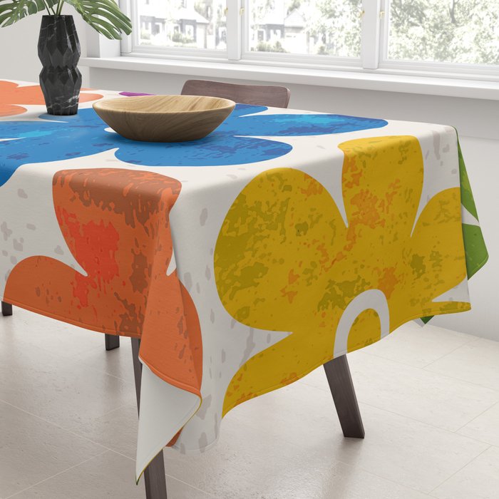 Colorful Retro Floral Pattern Tablecloth Gallery Image 3