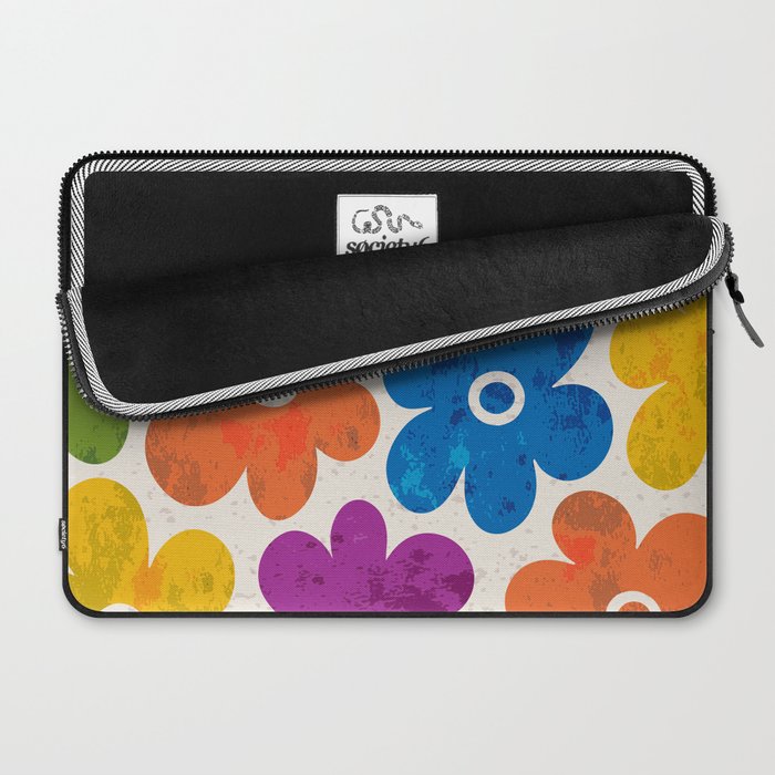 Colorful Retro Floral Pattern Laptop Sleeve Gallery Image 2