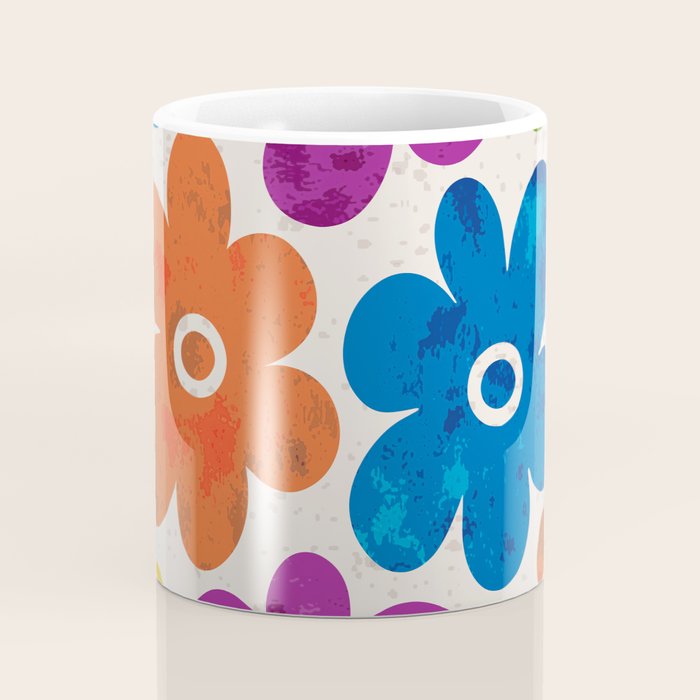 Colorful Retro Floral Pattern Coffee Mug Gallery Image 4