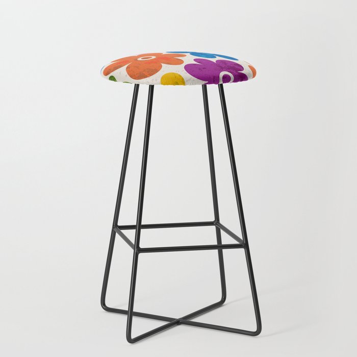 Colorful Retro Floral Pattern Stool Gallery Image 1