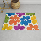 Colorful Retro Floral Pattern Rug Gallery Image 1