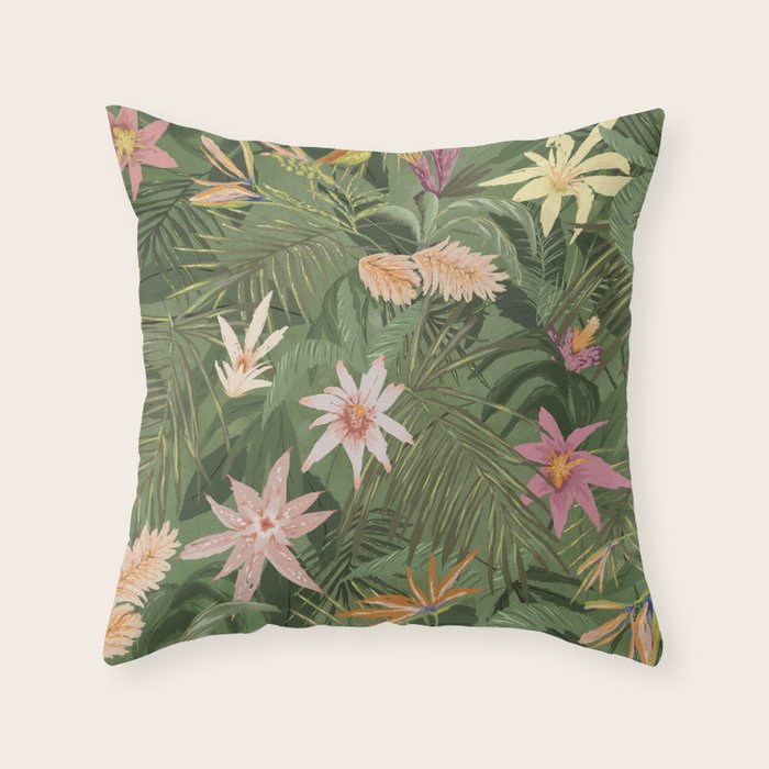 Tropical Flora Throw Pillow Gallery Image 1