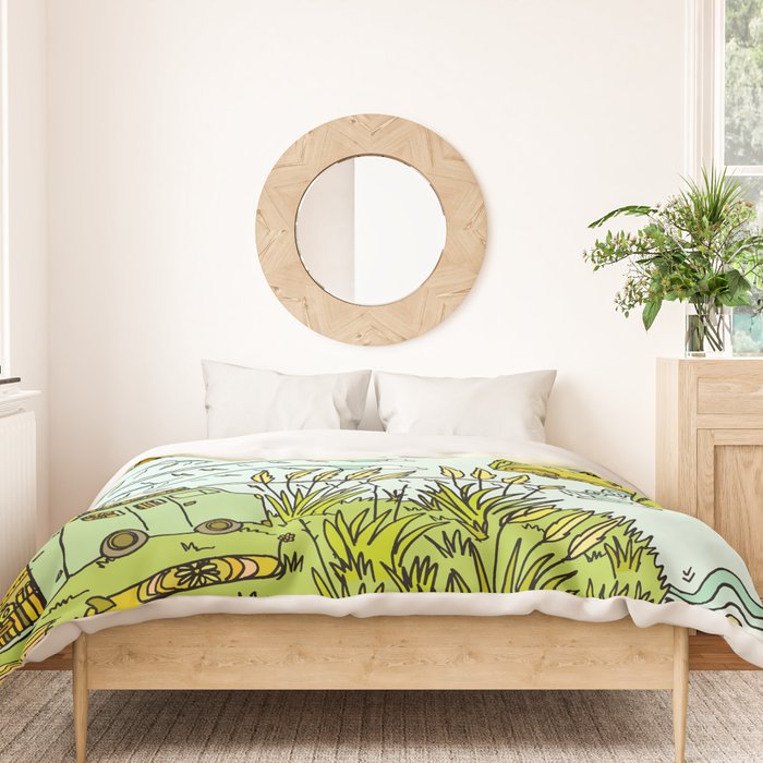 home is where you park it // wandering in new zealand // retro surf art by surfy birdy Duvet Cover Gallery Image 3