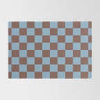 Checkerboard  Retro Mahogany Brown Air Blue Rug Gallery Image 2