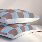 Checkerboard  Retro Mahogany Brown Air Blue Pillow Sham Gallery Image 3