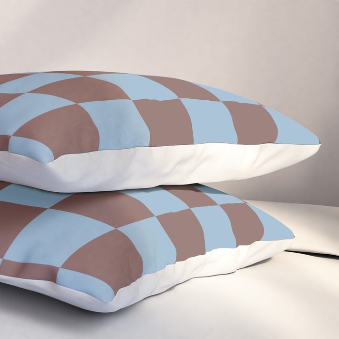 Checkerboard  Retro Mahogany Brown Air Blue Pillow Sham Gallery Image 3