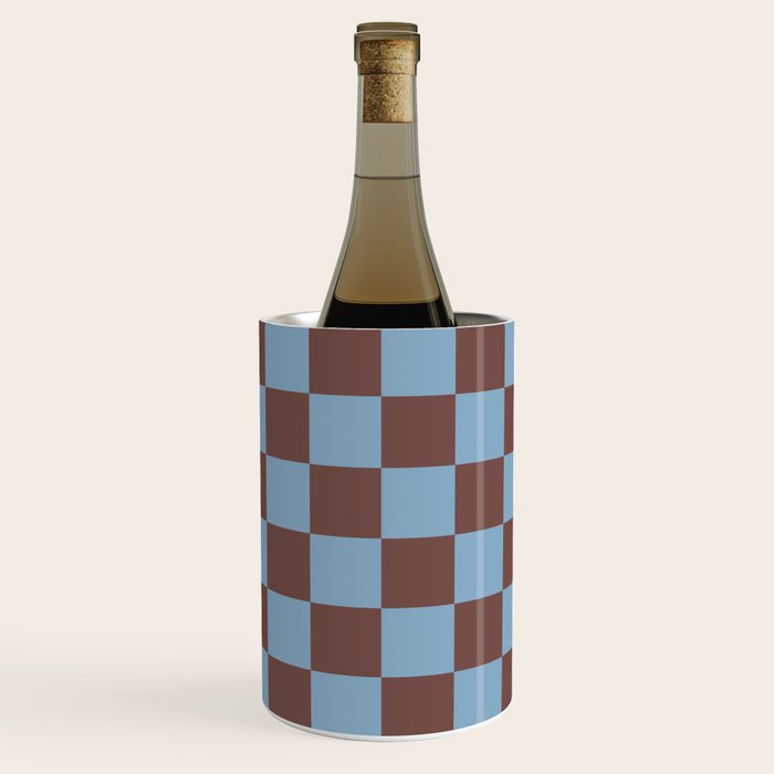 Checkerboard  Retro Mahogany Brown Air Blue Wine Chiller Gallery Image 2