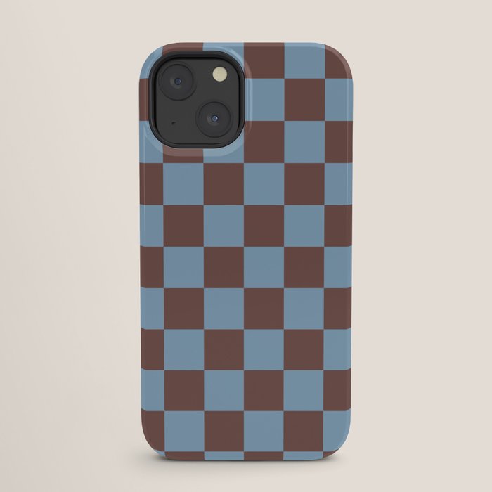 Checkerboard  Retro Mahogany Brown Air Blue iPhone Case Gallery Image 25