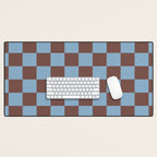 Checkerboard  Retro Mahogany Brown Air Blue Desk Mat Gallery Image 1