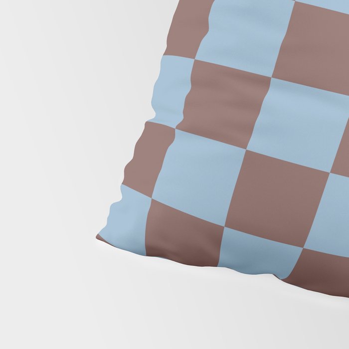 Checkerboard  Retro Mahogany Brown Air Blue Pillow Sham Gallery Image 4