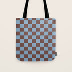 Checkerboard  Retro Mahogany Brown Air Blue Tote Bag Gallery Image 1