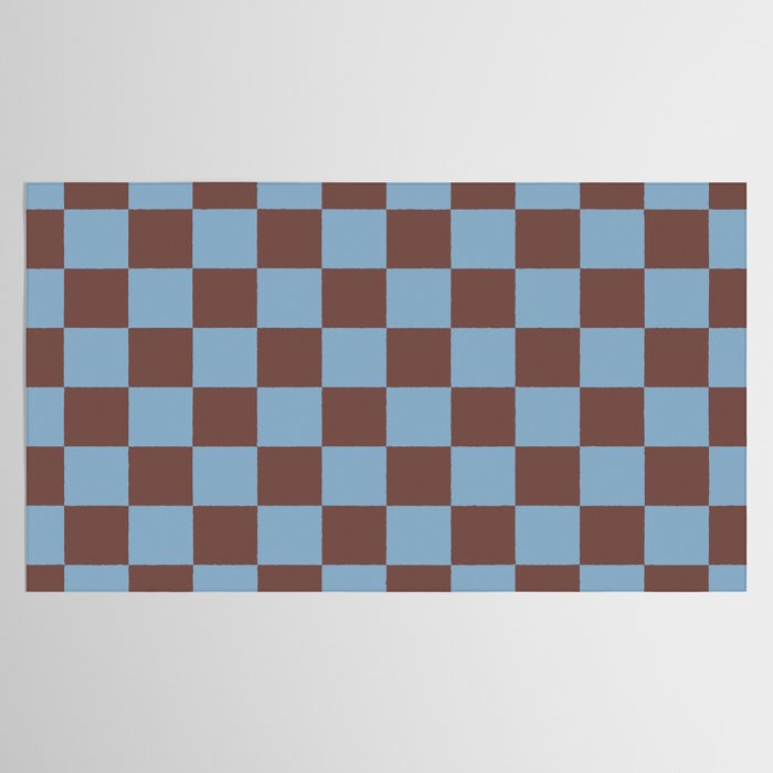 Checkerboard  Retro Mahogany Brown Air Blue Tablecloth Gallery Image 2