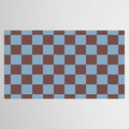 Checkerboard  Retro Mahogany Brown Air Blue Tablecloth Gallery Image 2