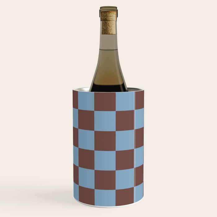 Checkerboard  Retro Mahogany Brown Air Blue Wine Chiller Gallery Image 3