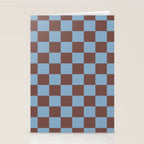 Checkerboard  Retro Mahogany Brown Air Blue Stationery Card Gallery Image 2