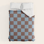 Checkerboard  Retro Mahogany Brown Air Blue Duvet Cover Gallery Image 6