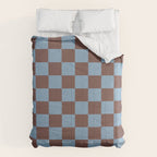 Checkerboard  Retro Mahogany Brown Air Blue Comforter Gallery Image 6