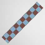 Checkerboard  Retro Mahogany Brown Air Blue Table Runner Gallery Image 3