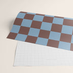 Checkerboard  Retro Mahogany Brown Air Blue Wrapping Paper Gallery Image 2