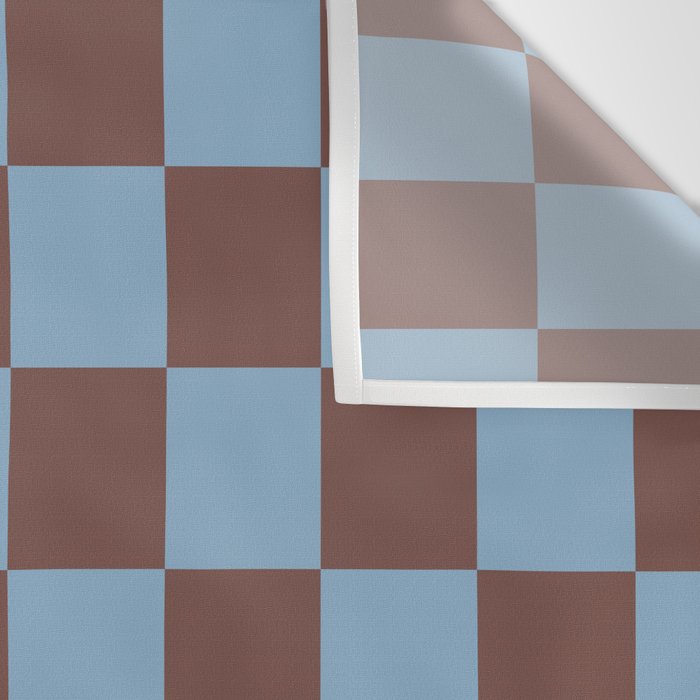 Checkerboard  Retro Mahogany Brown Air Blue Wall Tapestry Gallery Image 3