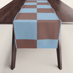 Checkerboard  Retro Mahogany Brown Air Blue Table Runner Gallery Image 1