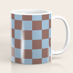 Checkerboard  Retro Mahogany Brown Air Blue Coffee Mug Gallery Image 1