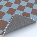 Checkerboard  Retro Mahogany Brown Air Blue Rug Gallery Image 4
