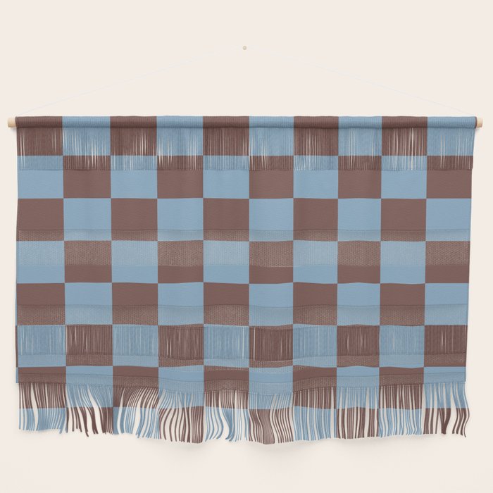 Checkerboard  Retro Mahogany Brown Air Blue Wall Hanging Gallery Image 1