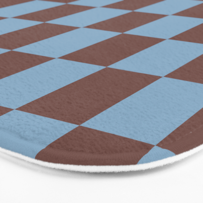 Checkerboard  Retro Mahogany Brown Air Blue Bath Mat Gallery Image 3