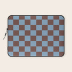 Checkerboard  Retro Mahogany Brown Air Blue Laptop Sleeve Gallery Image 1