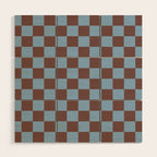 Checkerboard  Retro Mahogany Brown Air Blue Wood Wall Art Gallery Image 1