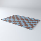 Checkerboard  Retro Mahogany Brown Air Blue Rug Gallery Image 3