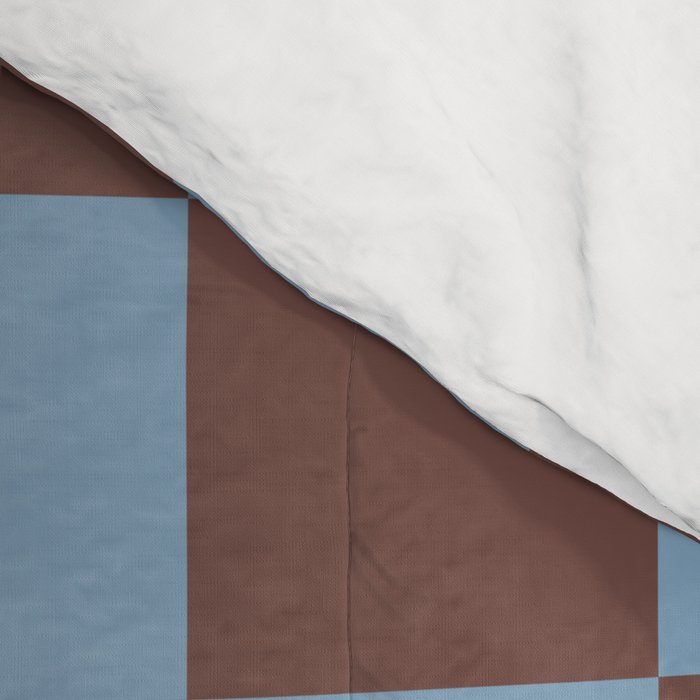 Checkerboard  Retro Mahogany Brown Air Blue Comforter Gallery Image 4
