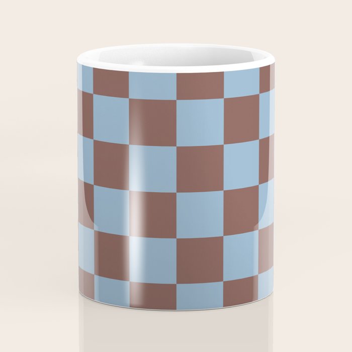 Checkerboard  Retro Mahogany Brown Air Blue Coffee Mug Gallery Image 4