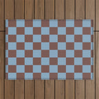 Checkerboard  Retro Mahogany Brown Air Blue Outdoor Rug Gallery Image 1
