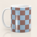 Checkerboard  Retro Mahogany Brown Air Blue Coffee Mug Gallery Image 3