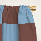 Checkerboard  Retro Mahogany Brown Air Blue Window Curtain Gallery Image 2