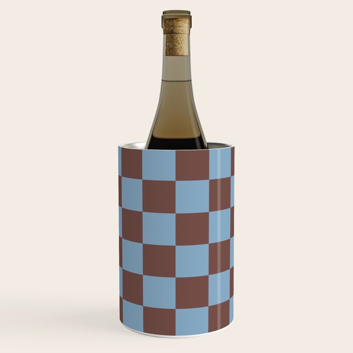 Checkerboard  Retro Mahogany Brown Air Blue Wine Chiller Gallery Image 1
